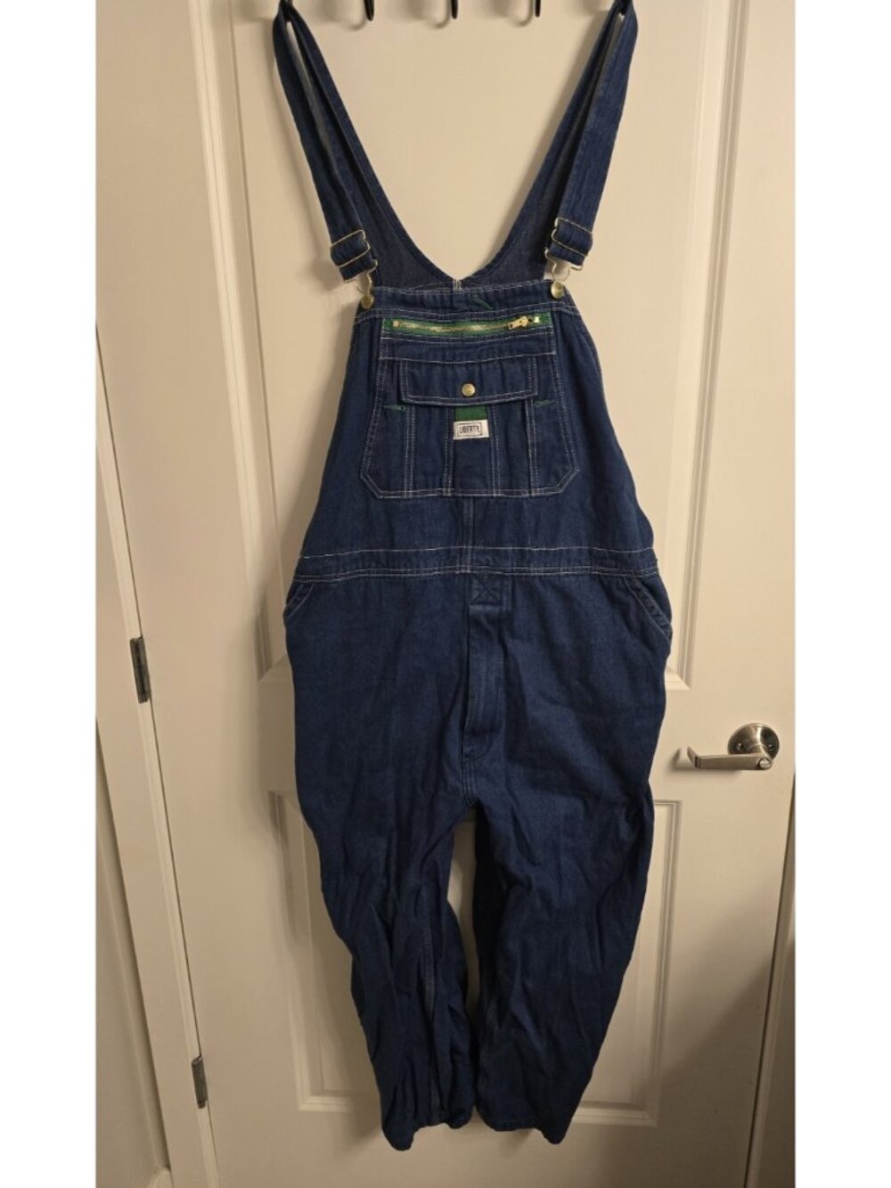 Liberty Bib Overalls Mens 46x28 Blue Denim Carpenter Workwear Zip Bib Vietnam